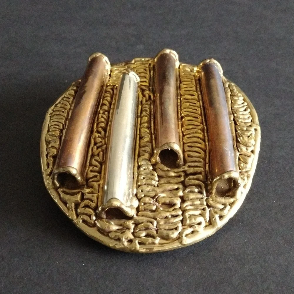 Mixed Metals Brutalist Belt Buckle Vintage
